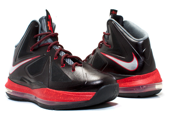 Nike Lebron X Black Chrome University Red Grey