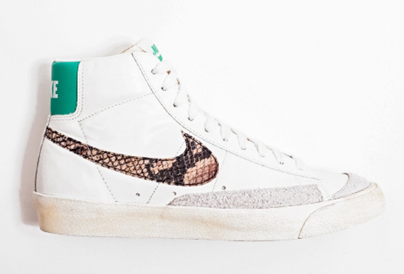 Nike Blazer High White Green Snake1