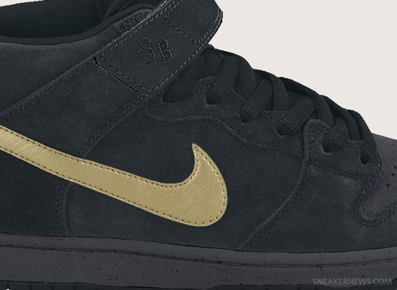 Nike Sb Dunk Mid Pro Dark Obsidian Metallic Gold 11