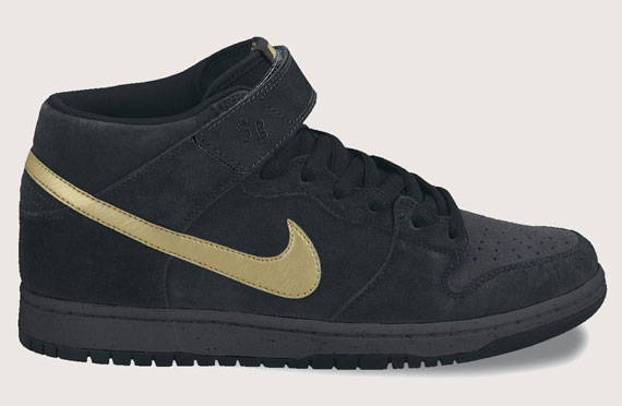 Nike Sb Dunk Mid Pro Dark Obsidian Metallic Gold 2