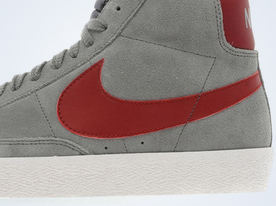 Nike Blazer High Suede – Cool Grey – Team Red