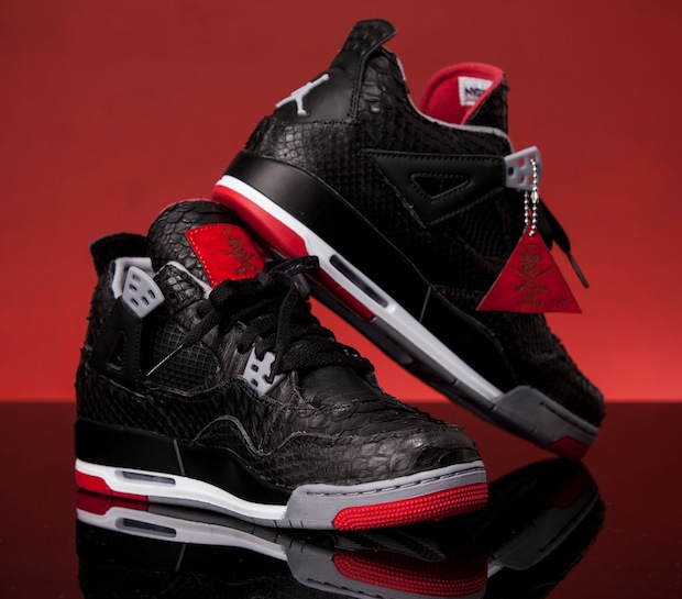 Black Python Jordan Iv Bred Shoesurgeon Custom 2