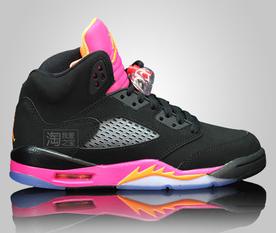 Air Jordan V Gs Black Pink Orange