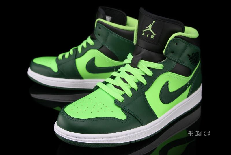 Air Jordan 1 Mid Gorge Green Black Electric Green 2