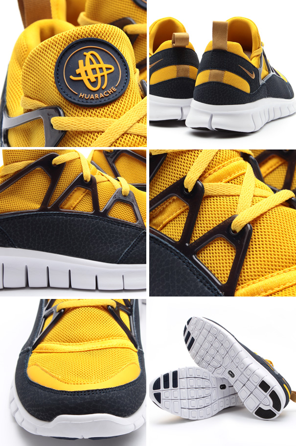 Nike Free Huarache Light Vivid Sulfur Flat Gold White 3
