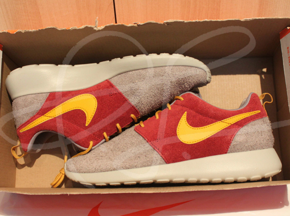 Nike Roshe Run Premium Suede Beige Red Yellow Sample 5