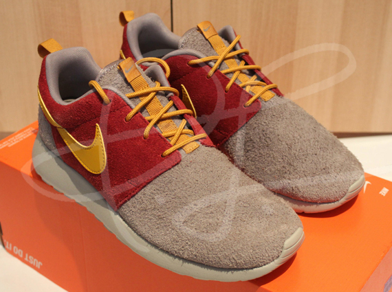 Nike Roshe Run Premium Suede Beige Red Yellow Sample 6