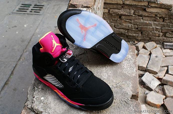 Air Jordan 5 Retro Gs Black Bright Citrus Fusion Pink 1