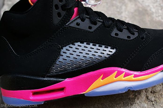 Air Jordan 5 Retro Gs Black Bright Citrus Fusion Pink 5