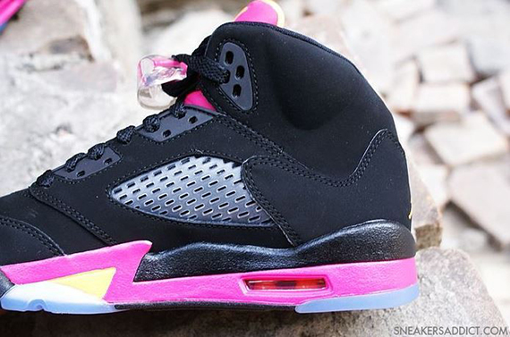 Air Jordan 5 Retro Gs Black Bright Citrus Fusion Pink 6