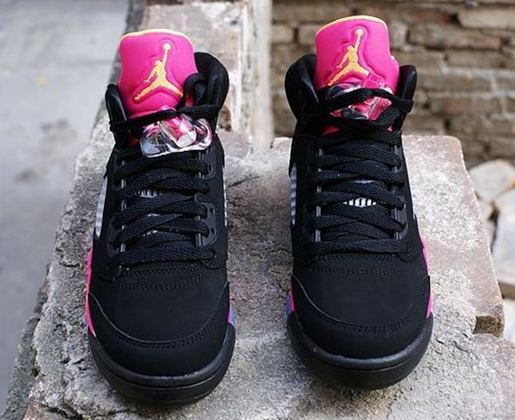 Air Jordan 5 Retro Gs Black Bright Citrus Fusion Pink 9