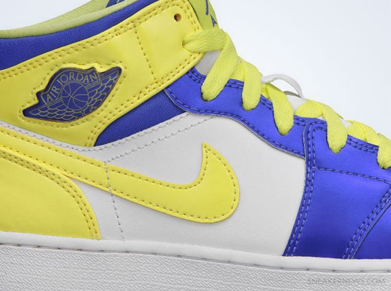 Air Jordan 1 Mid Gs White Violet Force Electric Yellow