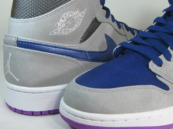 Air Jordan 1 Mid - Matte Silver - Laser Purple - Deep Royal Blue