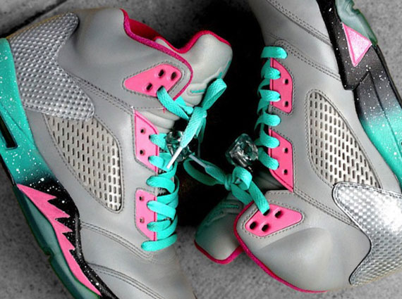 Air Jordan V "Miami Vice" Customs by Smooth Tip