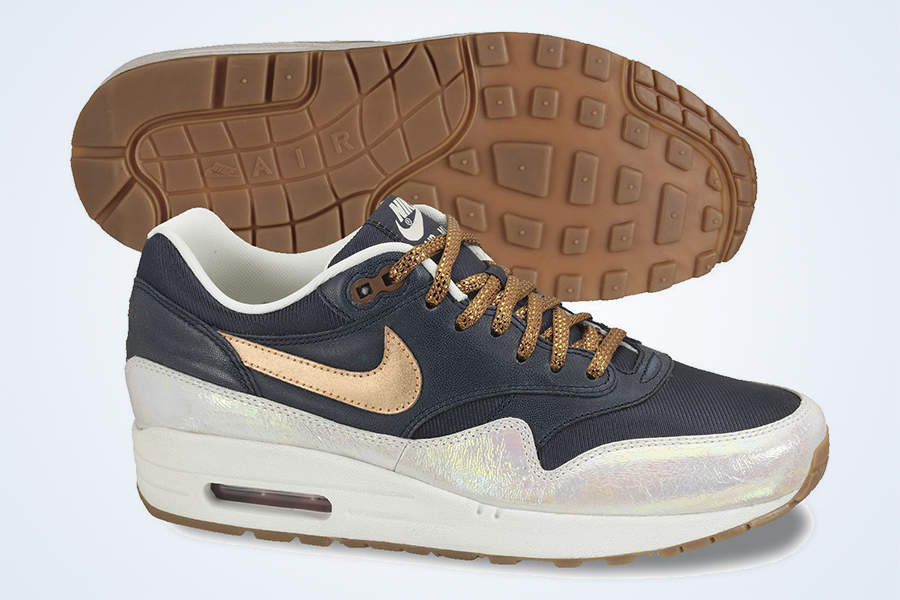 Nike Wmns Air Max 1 Prm Armory Navy Rugged Orange Metallic Luster August 2013