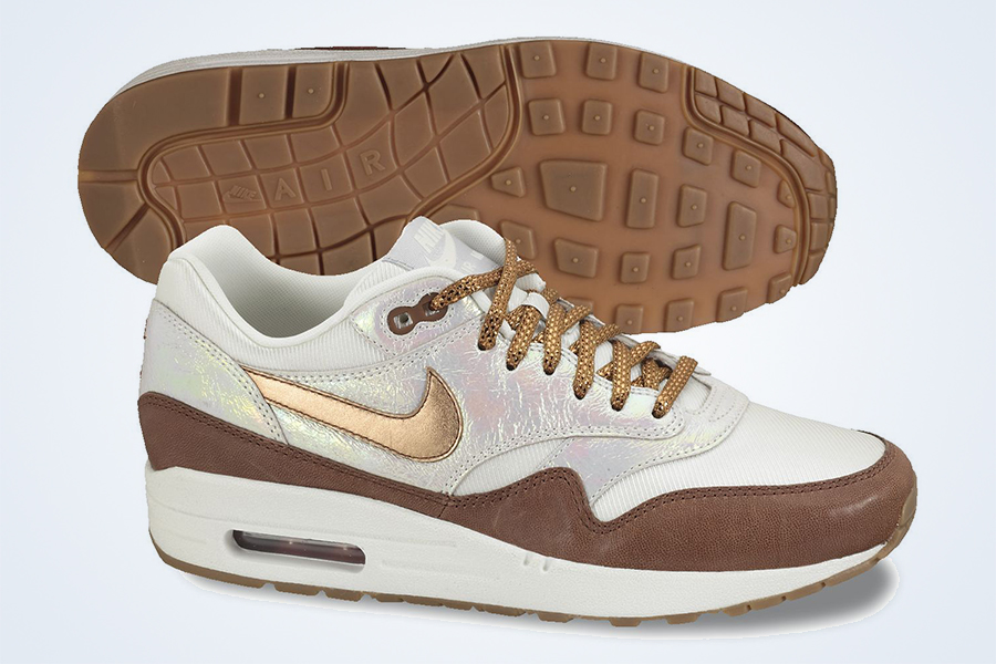 Nike Wmns Air Max 1 Prm Sail Rugged Orange Metallic Luster June 2013