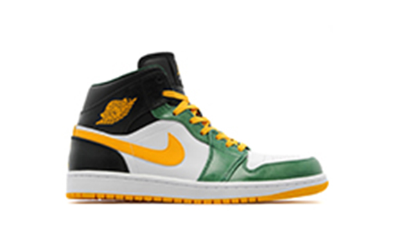 Air Jordan 1 Mid Green Yellow White Black July 2013