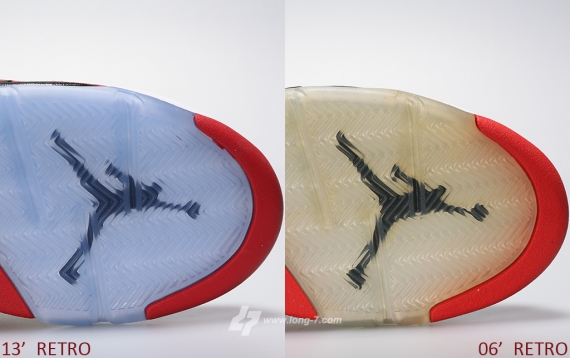 Air Jordan V Fire Red 2006 2013 Comparison 03