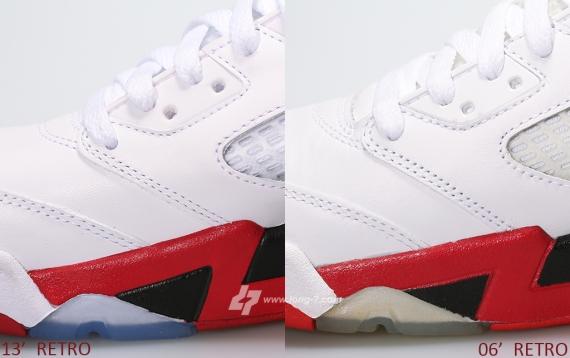 Air Jordan V Fire Red 2006 2013 Comparison 04