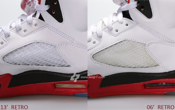 Air Jordan V Fire Red 2006 2013 Comparison 05