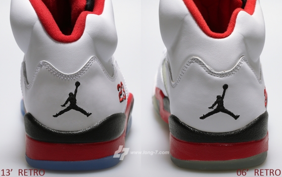 Air Jordan V Fire Red 2006 2013 Comparison 09