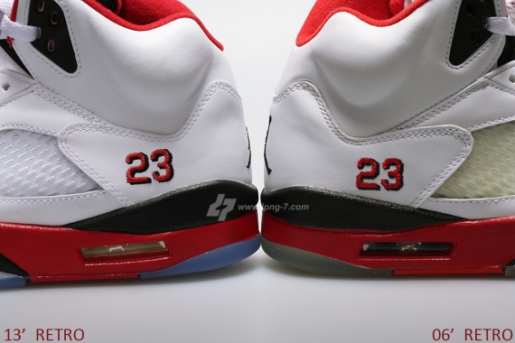 Air Jordan V Fire Red 2006 2013 Comparison 11