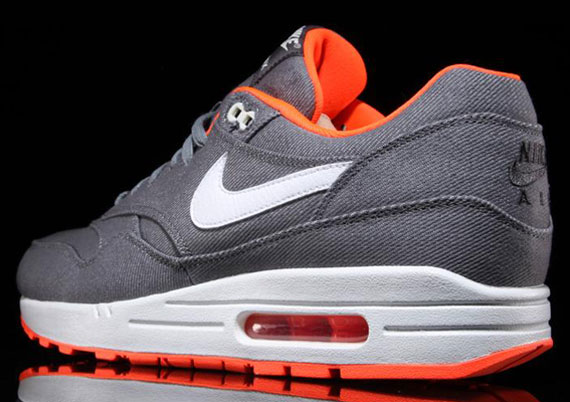 Nike Air Max 1 Premium "Denim Twill" - Cool Grey - Total Orange