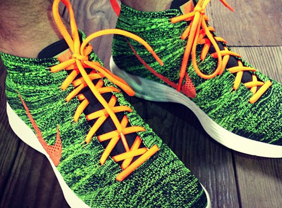 Nike Flyknit Chukka Green Black Orange 1