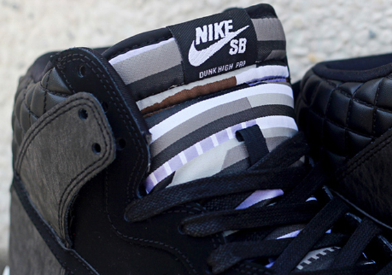 Nike SB Dunk High – Black – Grey – Quilted Leather