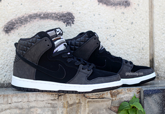 Nike Sb Dunk High Premium Black Grey Quilted Leather 3