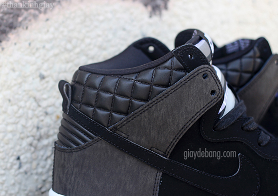 Nike Sb Dunk High Premium Black Grey Quilted Leather 5