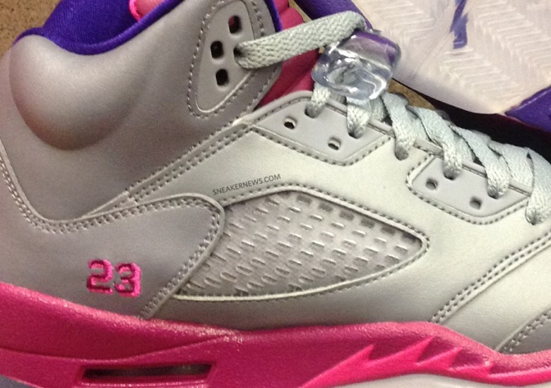 Air Jordan V GS – Cement Grey – Pink Flash – Raspberry Red – Electric Purple