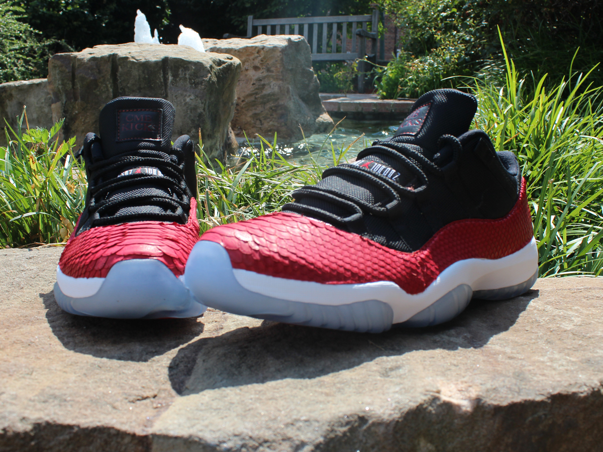 Air Jordan XI Low "Red Python" Customs by CMB Kicks