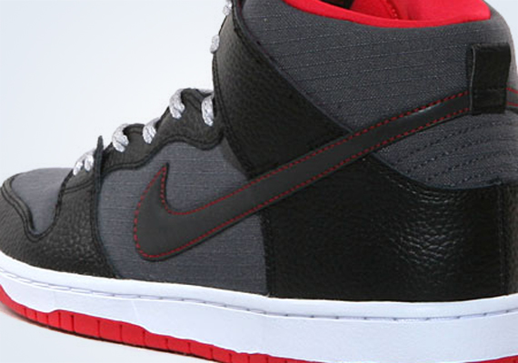 Nike SB Dunk High - Black - Red - Grey Rip-Stop