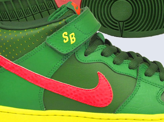 Nike SB Dunk Mid – Lucky Green – Atomic Red