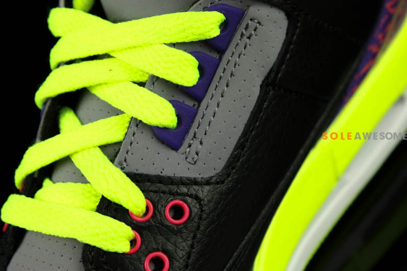 Air Jordan 3 GS - Black - Purple - Volt