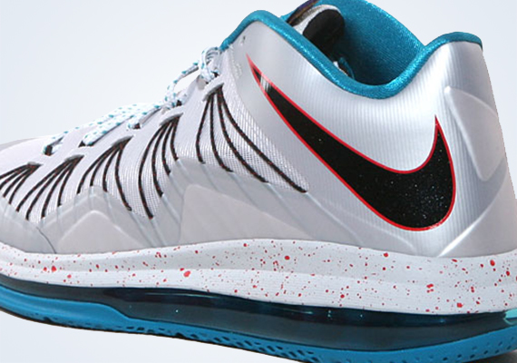 Nike LeBron X Low - Metallic Platinum - Black - Tropical Teal - Challenge Red