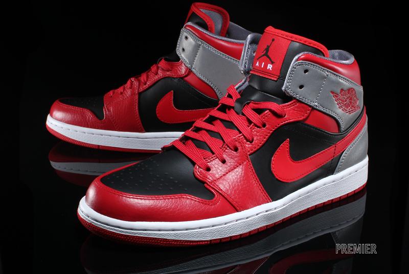 Air Jordan 1 Mid Fire Red Black Cement Grey Reflective Silver 05