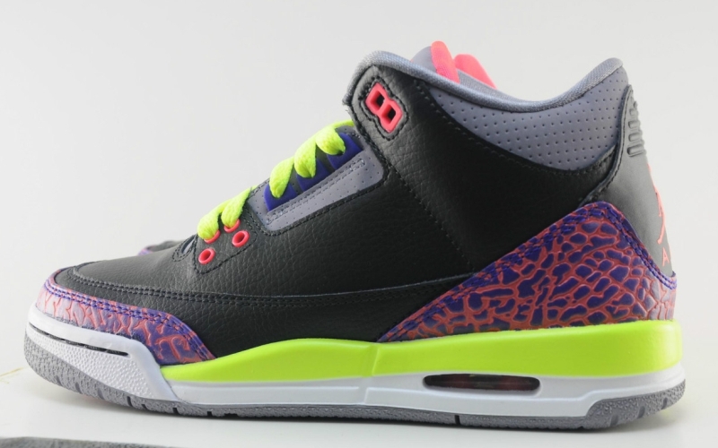 Air Jordan Iii Gs Black Atomic Red Volt 10