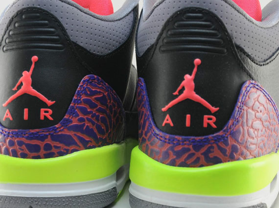 Air Jordan III GS - Black - Atomic Red - Volt