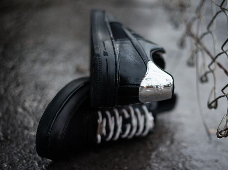 Nike Air Force 1 Downtown Black Metallic Silver 3