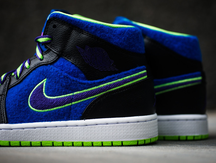 Air Jordan 1 Mid Black Court Purple Flash Lime Available