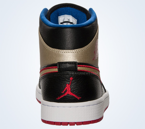 Air Jordan 1 Mid Black Gold Red Blue 02