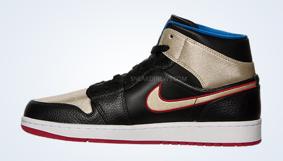 Air Jordan 1 Mid Black Gold Red Blue 06