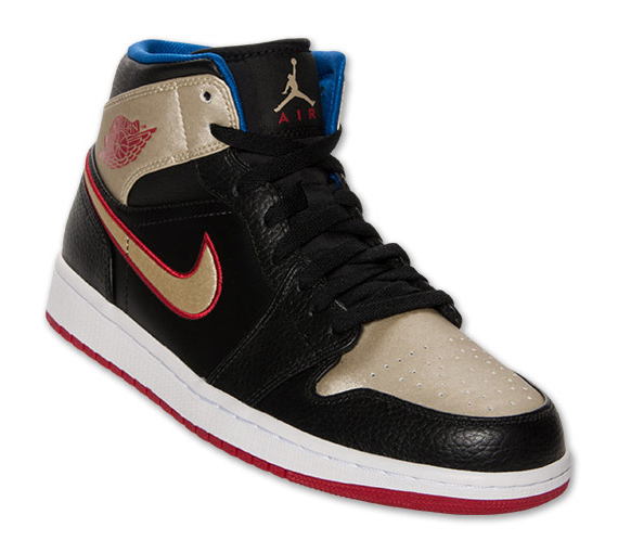 Air Jordan 1 Mid Black Gold Red Blue 08