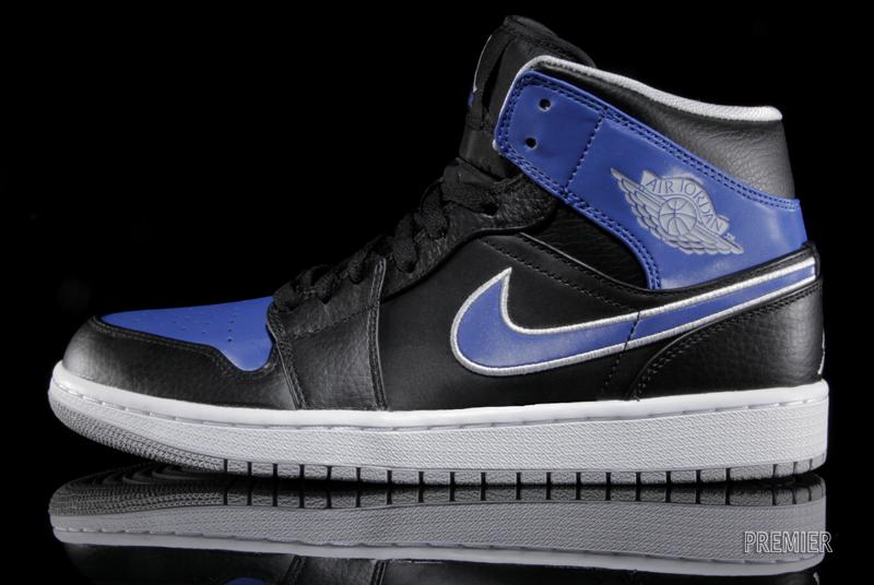 Air Jordan 1 Mid Black Metallic Platinum Game Royal 6