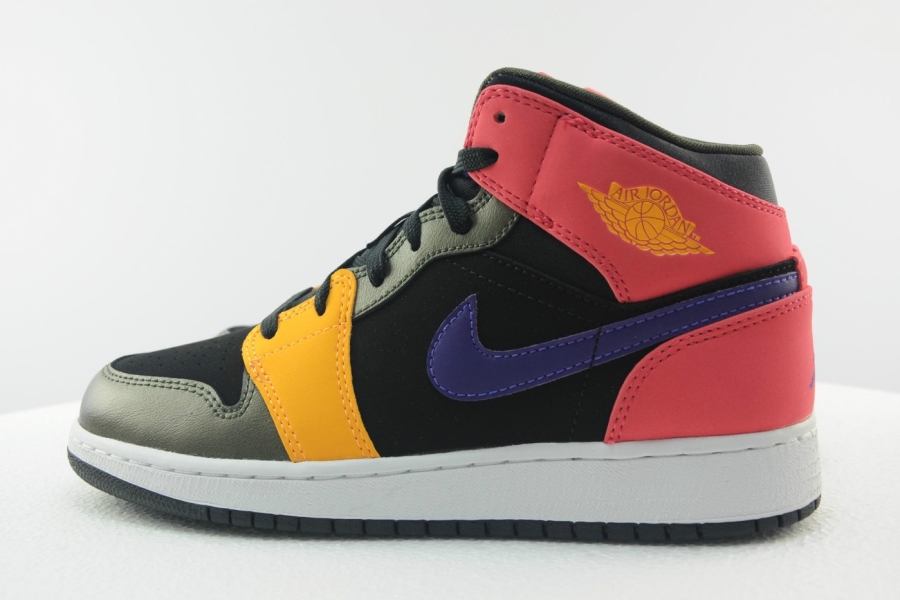 Air Jordan 1 Mid Gs Black Red Purple Yellow 05