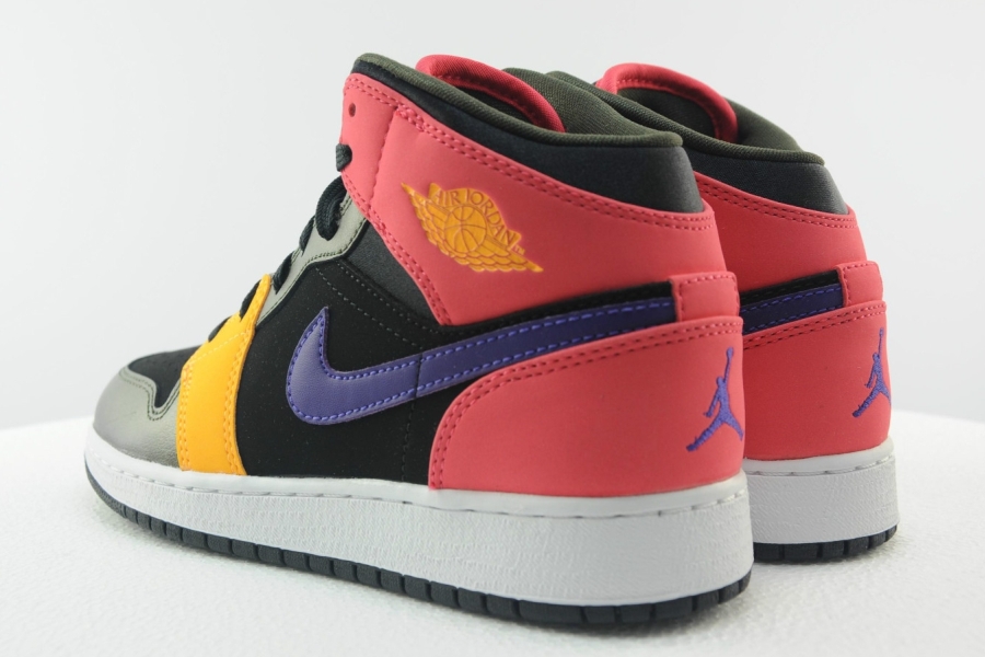 Air Jordan 1 Mid Gs Black Red Purple Yellow 11