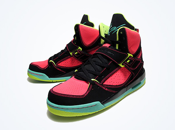 Jordan Flight 45 High Gs Black Green Glow Atomic Red 1