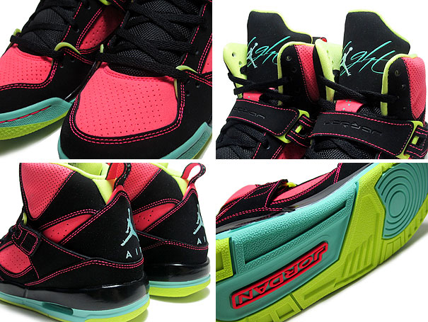 Jordan Flight 45 High Gs Black Green Glow Atomic Red 3